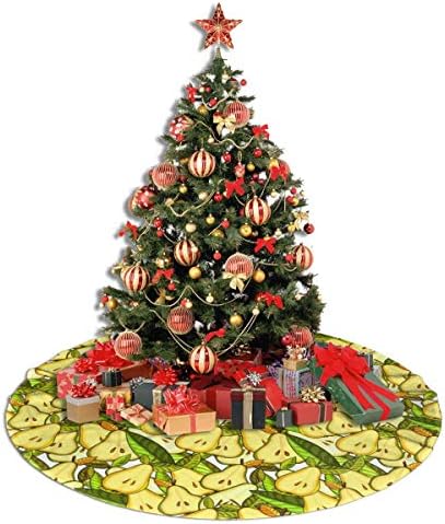 LVESHOP אגסים צהובים עלים ירוקים עלים עץ חג המולד חצאית יוקרה עגולה מקורה מחצלת חיצונית כפרי חג המולד