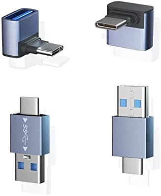 USB ל- USB C מתאם 4 חבילה, 90 מעלות למעלה ולמטה USB C זכר ל- USB מתאם נשי, USB C זכר ל- USB 3.1 ממיר