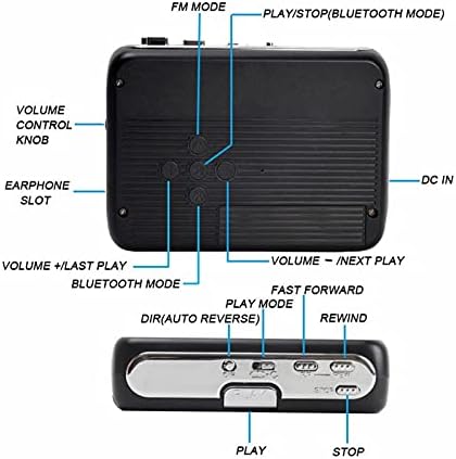 נגן קלטת Bluetooth, רדיו Walkman FM נייד, נגן מוסיקה מיני עם שקע אוזניות 3.5 ממ, 2 סוללות AA או