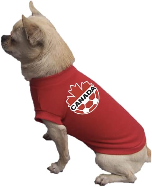 ג ' רזי כדורגל לכלבים-קנדה - חולצת ספורט-חולצת טריקו לחיות מחמד-הופכת את הכלב לנוח-תחפושת נעימה לחגוג
