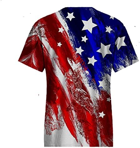 חולצת ספורט שרוול קצר יום העצמאות לנשים הדפסת חולצות קיץ יומיות לנשים חולצות טנק צוואר