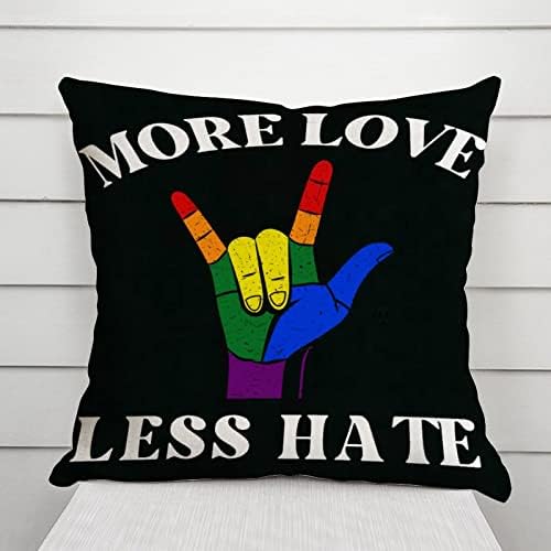 LGBTQ קשת גאווה גאווה הומוסקסואלית לזרוק כרית כיסוי יותר אהבה פחות כרית שנאה מכסה כרית כיסוי