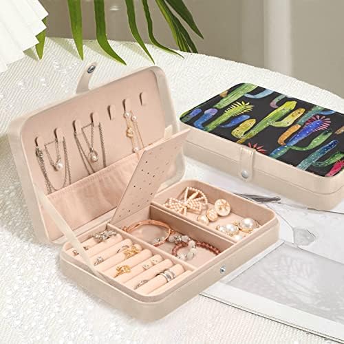 innewgogo צבעי מים CACTUS תכשיטים קטנים קופסת תכשיטים עור מארגן תכשיטים לטיולים מארז אחסון תכשיטים למתנות