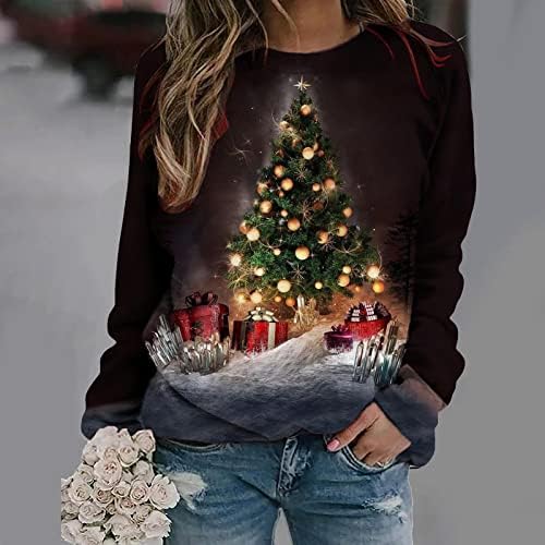 חג המולד סווטשירט נשים החג שמח חולצות פתית שלג מוצק חג המולד עץ בסוודרים חג סיבתי גדול חולצה
