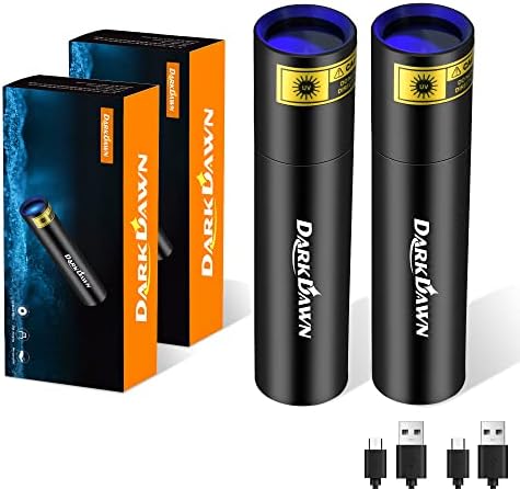 Darkdawn UV 365NM אור שחור מיני פנס פנס USB נטען, מנורת יערות LED ניידת LED אולטרה סגול כיס שחור