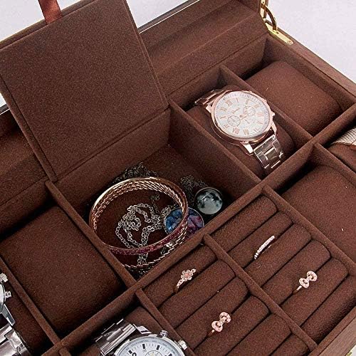 XJJZS שכבה כפולה קופסת תכשיטים לטיולים ניידים עם תצוגת עור מארגן מארגן מארגן עגילים טבעת שרשרת