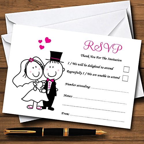 כרטיסי RSVP עם חתן וחתן מותאמים אישית