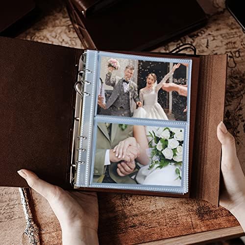 אלבום תמונות 4x6 120 תמונות, אלבומי תמונות עור עם שטח כתיבה עם 30 נייר כתיבה, נסיעות לחתונה משפחתית לילדים סיום