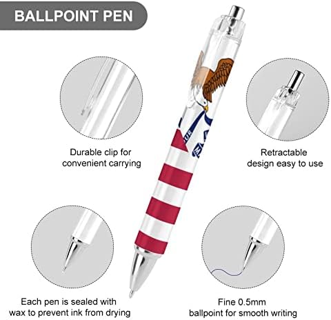 עט דגל אמריקאי ואיווה סטייט עט עט כחול דיו נשלף עטים כדורים עובדים עט לגברים נשים 4 מחשבים