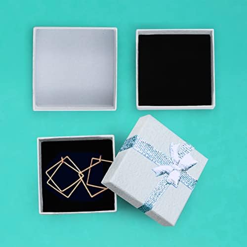 PRALB 18 חבילה לבנה קרטון לבן עגיל קופסאות טבעות קופסאות שרשרת קופסאות תכשיטים קופסאות מתנה כותנה