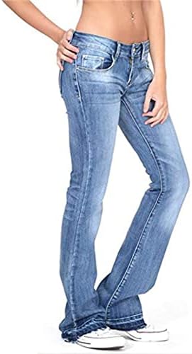 Maiyifu-GJ נשים אמצע עלייה התלקחות פעמון ג'ינס תחתון רטרו רטרו קלאסי קלאסי רגל רחב מכנסי ג'ינס משנות ה -70 סקסיות