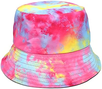 Shfanyua יוניסקס עניבה צבע הדפס הפיכה בקיץ כפול טיולים בקיץ טיולים חוף דלי חוף כובע דייגים חיצוניים כובעי