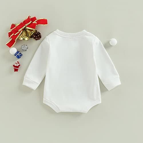 בגדי תינוקות דפוס חג המולד דפוס סווטשירט רומפר תינוקת תינוקות חורף סוודר בגדי לבוש יילוד 3