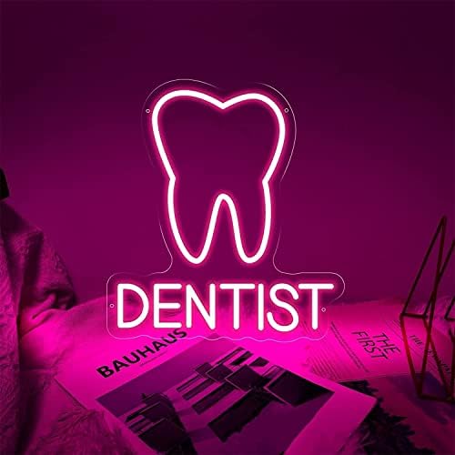 DVTEL בהתאמה אישית רופאי שיניים עיצוב שיניים אורות שלט ניאון, חותם תלייה של חותם זוהר אורות לילה LED, 40X36