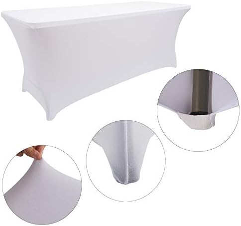 Lzy 4 חבילות מכסה שולחן מצויד לשולחנות מתקפלים 6 רגל, גב פתוח, סטרץ/מתיחה/מטליות שולחן מלבניות