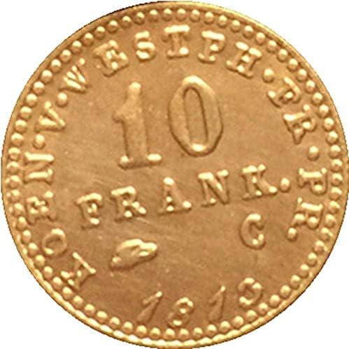 1813 מטבעות צרפתיות נחושת זהב מטבע עתיק מטבע מלאכה אוסף אוסף Collection Collection Confecileat
