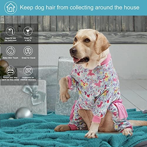 Lovinpet Pajamas Onesie - משקל קל משקל סרוג סרוג ג'אמי, חד קרן Seafoam Print Dog PJ's, Onyse כלב