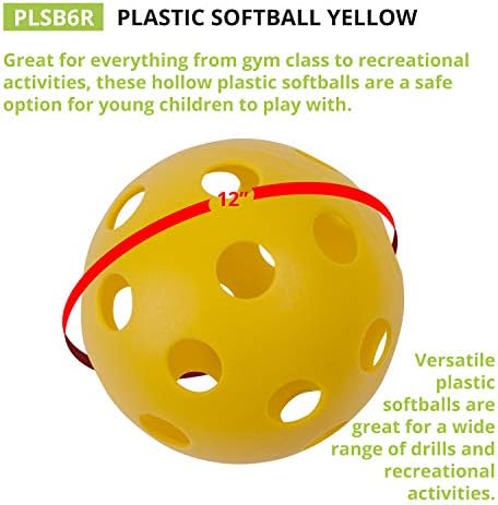 אלוף ספורט צהוב פלסטיק כדורי רך: חלול כדורי עבור ספורט בפועל או לשחק - 6 חבילה, 12 אינץ