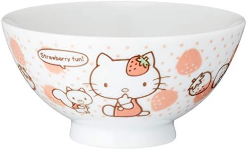 金正 陶器 Sanrio 302531 Hello Kitty Strawberry Kighty, קוטר 4.3 אינץ ', לבן