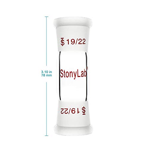 סטונילב זכוכית ישר מתאם חיבור, זכוכית בורוסיליקט 30 ממ בין שני 19/22 מפרקי התחדדות סטנדרטיים חיצוניים של