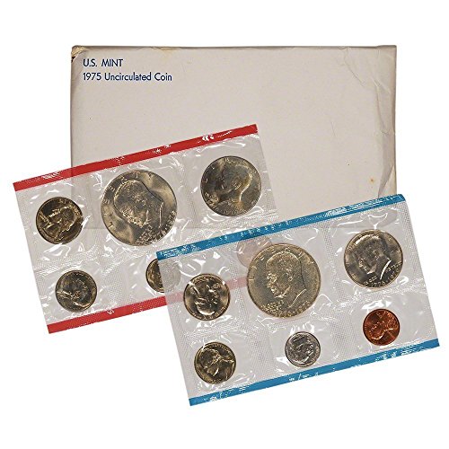 1975 סימני נענע שונים P&D ארצות הברית ארהב מנטה 12 מטבע עם מסחר דו -שנתוני ללא סירוגין