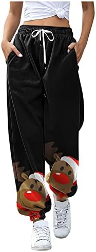 מכנסי טרנינג לחג המולד של ZDFER מכנסי טרניש סינץ 'תחתונה חג המולד גבוה המותניים המותניים ספורט מכנסי מכנסיים