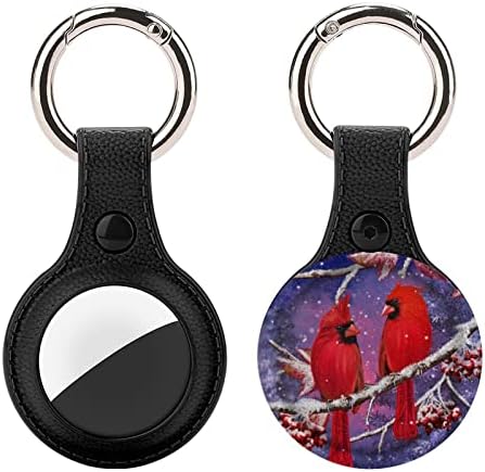 אדום קרדינל ציפור יושב על מושלג סניפים איירטאג מחזיק עם מחזיק מפתחות מגן איירטאג מקרה אוויר תג כיסוי עבור