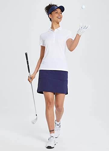 נשים של פולו חולצות גולף קצר שרוול חולצות מהיר להתייבש50 + קל משקל 5-כפתור פיקה אחיד