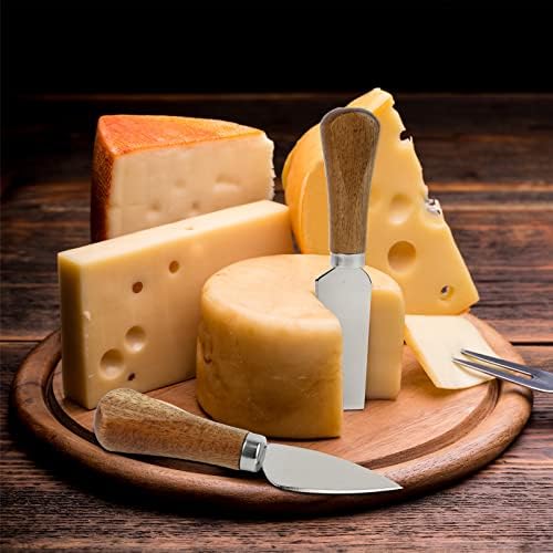 סט סכיני גבינת EIRPDE, סכינים ומזלג סכינים חמאה ומזלג, סכינים חמאה, סכינים גבינה עם 4 חלקים עם ידית עץ, אביזרי