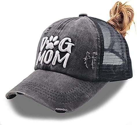 MANMESH HATT כלב אמא קוקו קוקו כובע בייסבול בלחץ מבולגן וינטג 'נשטף במצוקה כובע רגיל לנשים