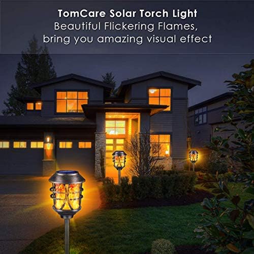 אורות סולאריים של TomCare אורות סולארים מתכת אורות מהבהבים להבה חיצונית תאורה חיצונית נוף נוף
