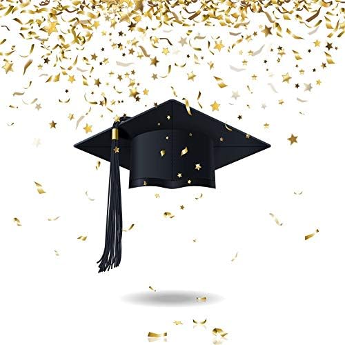 אפוטו 8 על 8 רגל שחור מרגמה סיום רקע כיתה של 2023 בכיר שנה זהב קונפטי בוגרי תעלת כובע רקע לנשף כדור מסיבת קישוט