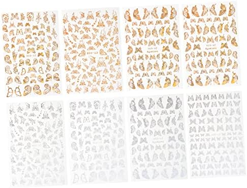 מיקינונה 8 גיליונות פרפר נייל אמנות מדבקת מדבקות נייל אמנות קישוט פרפרים נייל מדבקות עשה זאת