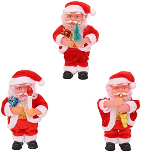 DOITOOL 3 PCS SANTA CLAUS צעצוע עם אורות לחג המולד TWERKING Dancing Dance בובות חג המולד צעצוע