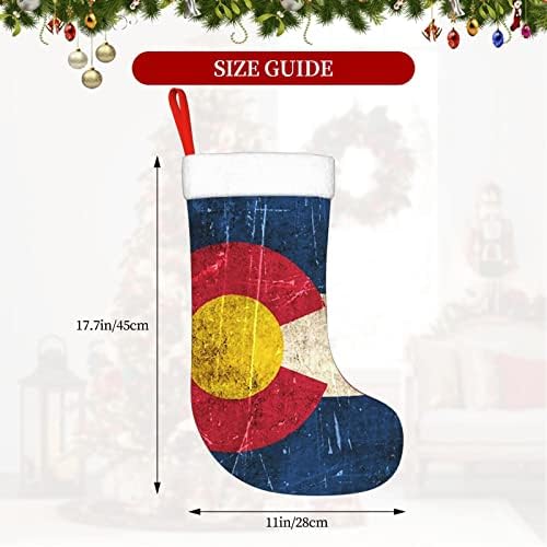 QG ZZX וינטג 'דגל קולורדו גרב חג המולד גרבי חג המולד גרבי אח תלויה גרב 18 אינץ' קישוט חג