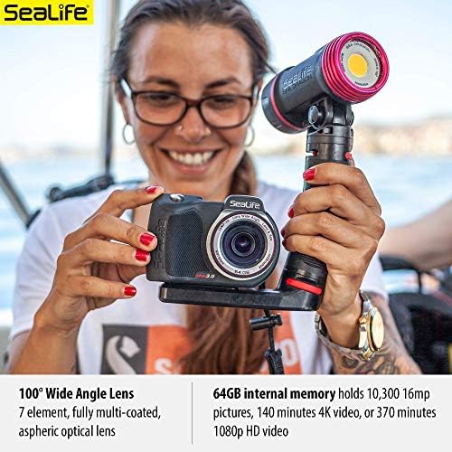 Sealife Micro 3.0 Pro 3000 מצלמה ותת אור מתחת למים מוגדרים לצילום ווידאו, הגדרה קלה, העברה אלחוטית,
