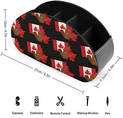 Groundhog וקנדה עלה מייפל מחזיק בשלט רחוק מודרני עם 5 תאים עור PU Muti-Functimal Office Worketing מארגן אחסון