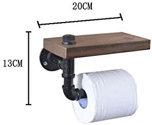 מדפי אמבטיה של KLHHHG רטרו רטרו ברזל מחזיק נייר טואלט מלון גליל נייר נייר מתלה מדף מעץ עם מחזיק טלפון