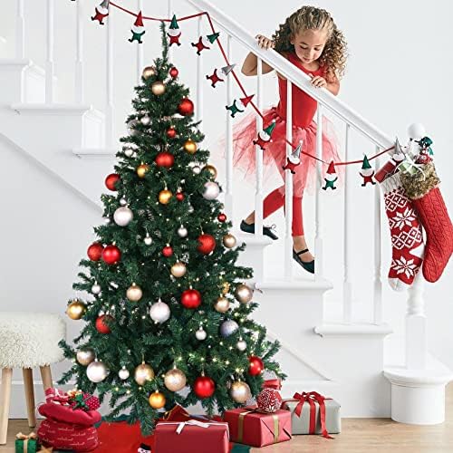עץ חג מולד מלאכותי של 5ft, עץ חג מולד אשוח צירים, עץ חג מולד, הרכבה קלה עם מעמד מתכת, עיצוב חג המולד לפנים ובחוץ,