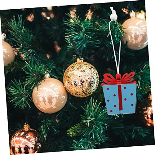 2 יחידות מתנת תיק תליון חג המולד עץ קישוטי חג המולד נושאים תליון עץ גווני אדמה כחול עץ גילוף