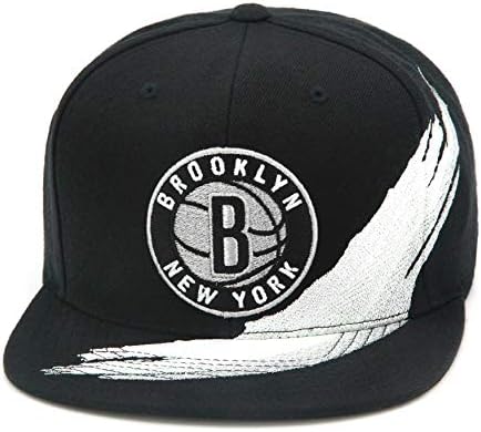 מיטשל ונס ברוקלין נץ כובע סנאפבק שחור/כסף/לבן / פיינטסטרוק כובע כדורסל לגברים