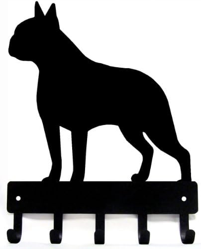 רוכל המתכת בוסטון טרייר כלב - מחזיק מפתח וקולב רצועה לקיר - רחב 9 אינץ 'גדול - מיוצר בארהב; מתנה לאוהבי כלבים