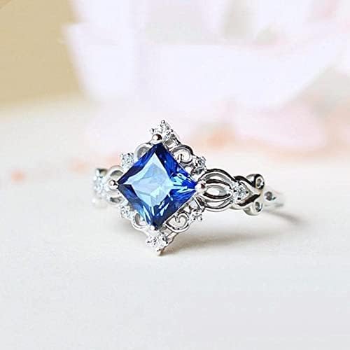 2023 טבעת חדשה טבעת כחולה צורה צורת רינדימונד ריבוע ריבוע טבעת יהלום מתנה יהלום אבן חן טבעת טבעת