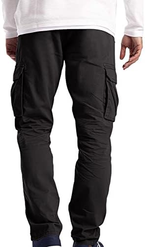 מכנסיים לגברים עם כיסים ארבע עונות סטריט סטריט ספורט מזדמן עיצוב כפול קפלים בצבע אחיד נוח