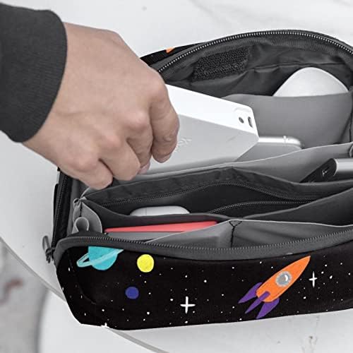 נשיאת תיק נסיעות שקית נסיעות USB מארגן כבלים לכיס ארנק רוכסן אביזר, גלקסיית פלאנט מצוירת