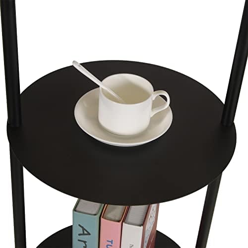 Beaysyty מודרני אלגנטי עם מגש כפול מנורת רצפת קריסטל למשרד קפה קפה חדר שינה בסלון, מתג כף רגל וגימור שחור,