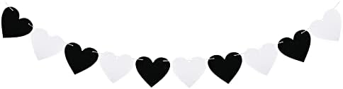 FAZHBARY 5.9 אינץ 'לבן שחור לבן לב לב גרנד באנר ולנטיין באנר לפרידה גותית יום נישואין לחתונה עיצוב מסיבת