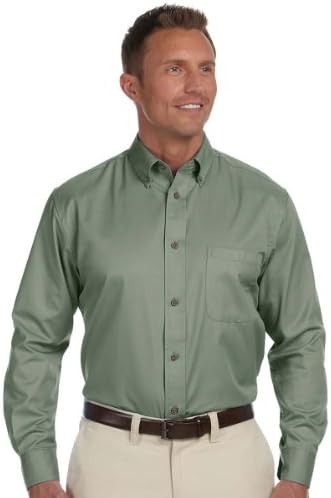 חולצת ריטון של Harriton Easy Easy Blend ™ Twille עם שרוול ארוך עם שחרור כתמים xl שמיר
