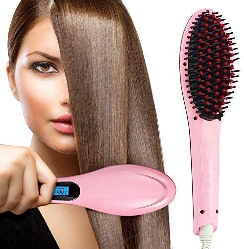 מברשת מסרק חשמלי של שיער ווסטר 3 ב 1 מחליק שיער מהיר קרמיקה למברשת יישור שיער של נשים עם מסך LCD,