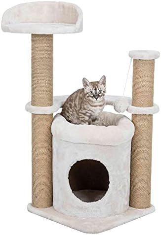 Trixie 32.7-in. עץ החתול של Nayra עם גירוד יוטה, דירה גדולה, צעצוע חתול משתלשל, גרייג-בראון